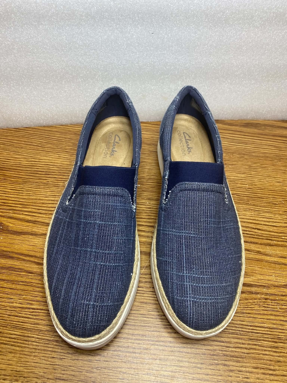 Clarks Collection Women Ultimate Comfort Denim Blue Espadrille Platform Size 8.5